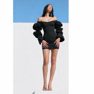 Natalie Rolt Black Cotton Kenzy Puff Dress